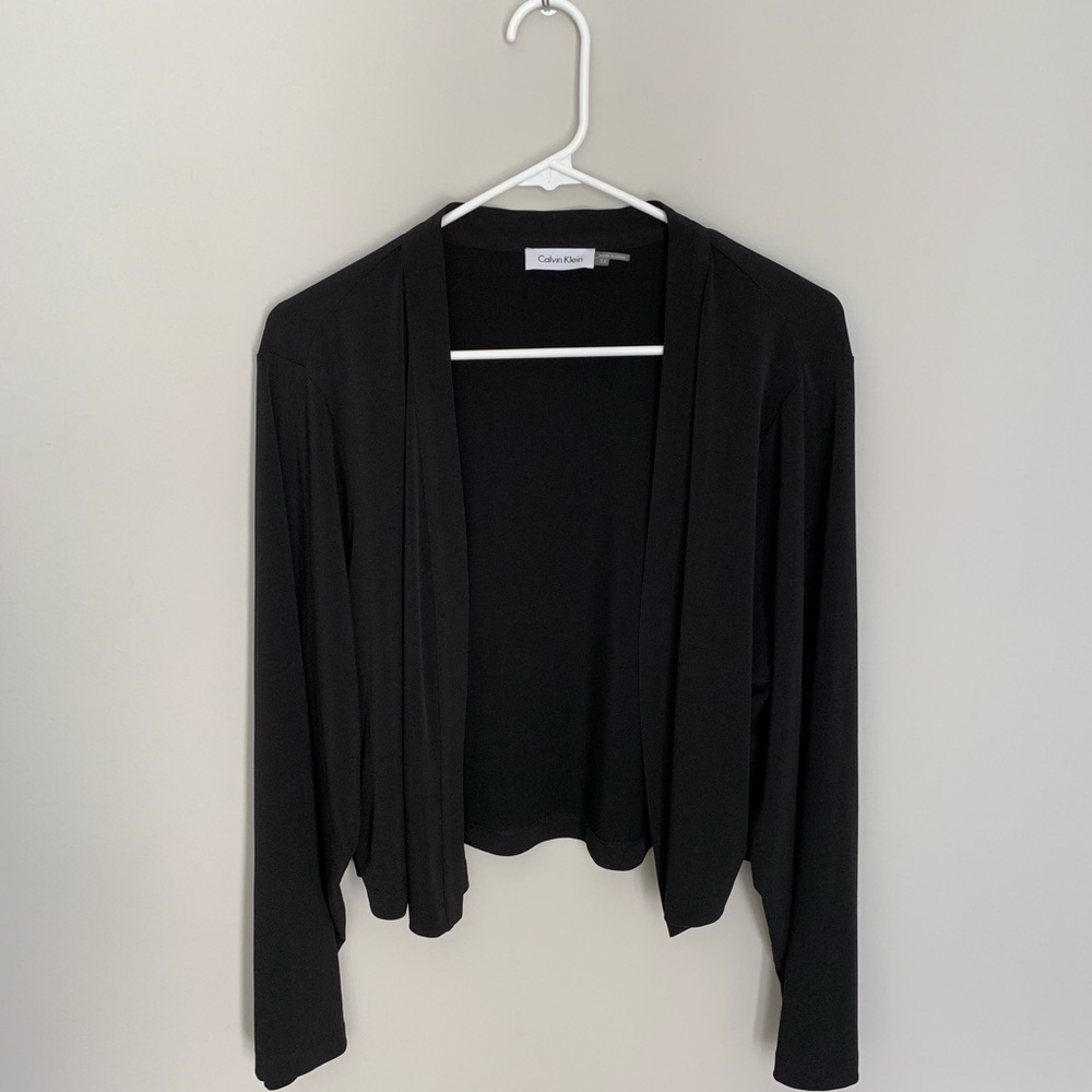 Calvin Klein Black Open Front Cropped Cardigan